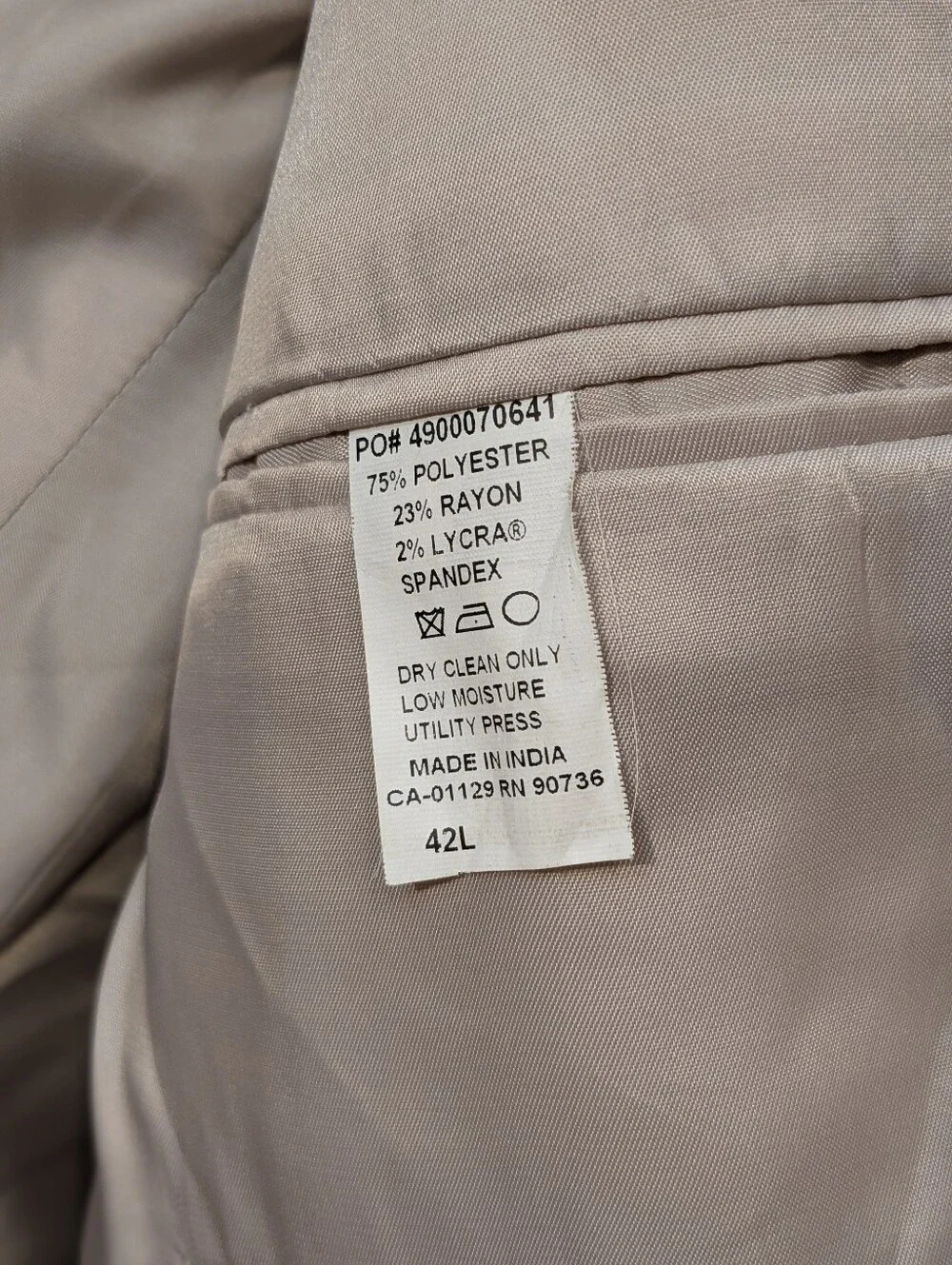 Calvin Klein Blazer Men's 42L Jacket Tan Cream Stripe Polyester Spandex Summer